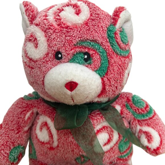 CANDY CANE COLORED TEDDY BEAR STUFFED ANIMAL 15 1/2" LONG - Picture 2 of 7